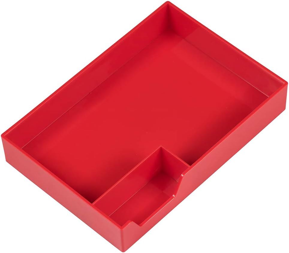 JAM Paper Stackable Half Desk Trays - Red - Office & Desk Supply Organizer Top Tray - Sold Individually