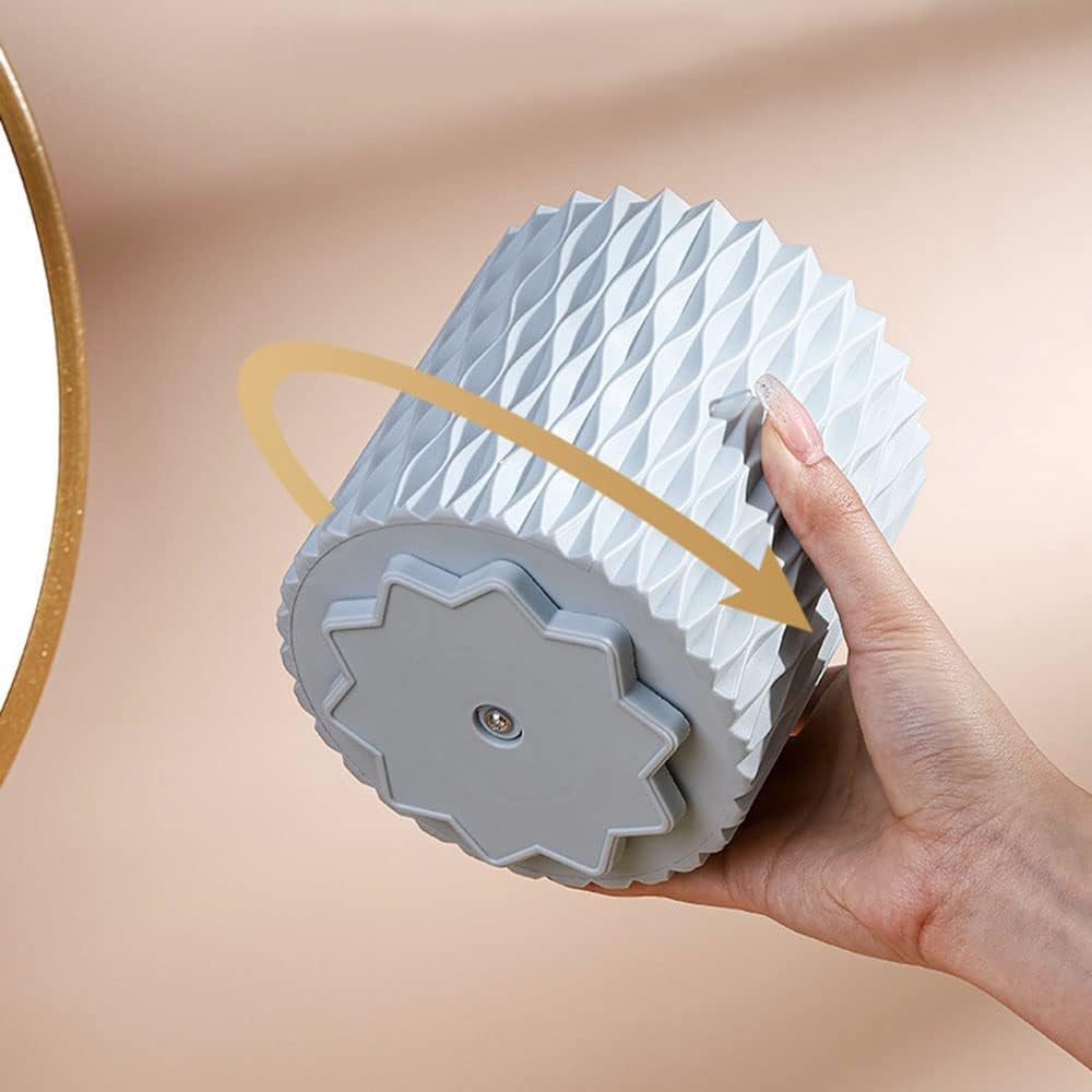 OWLFAVO Rotate Desk Organizer, Spinning Pen Holder Stationery, 360-Degree Pencil Accessories Storage Caddy Tray for College, Home, Office, Makeup Brush, 5 Compartments, Blue