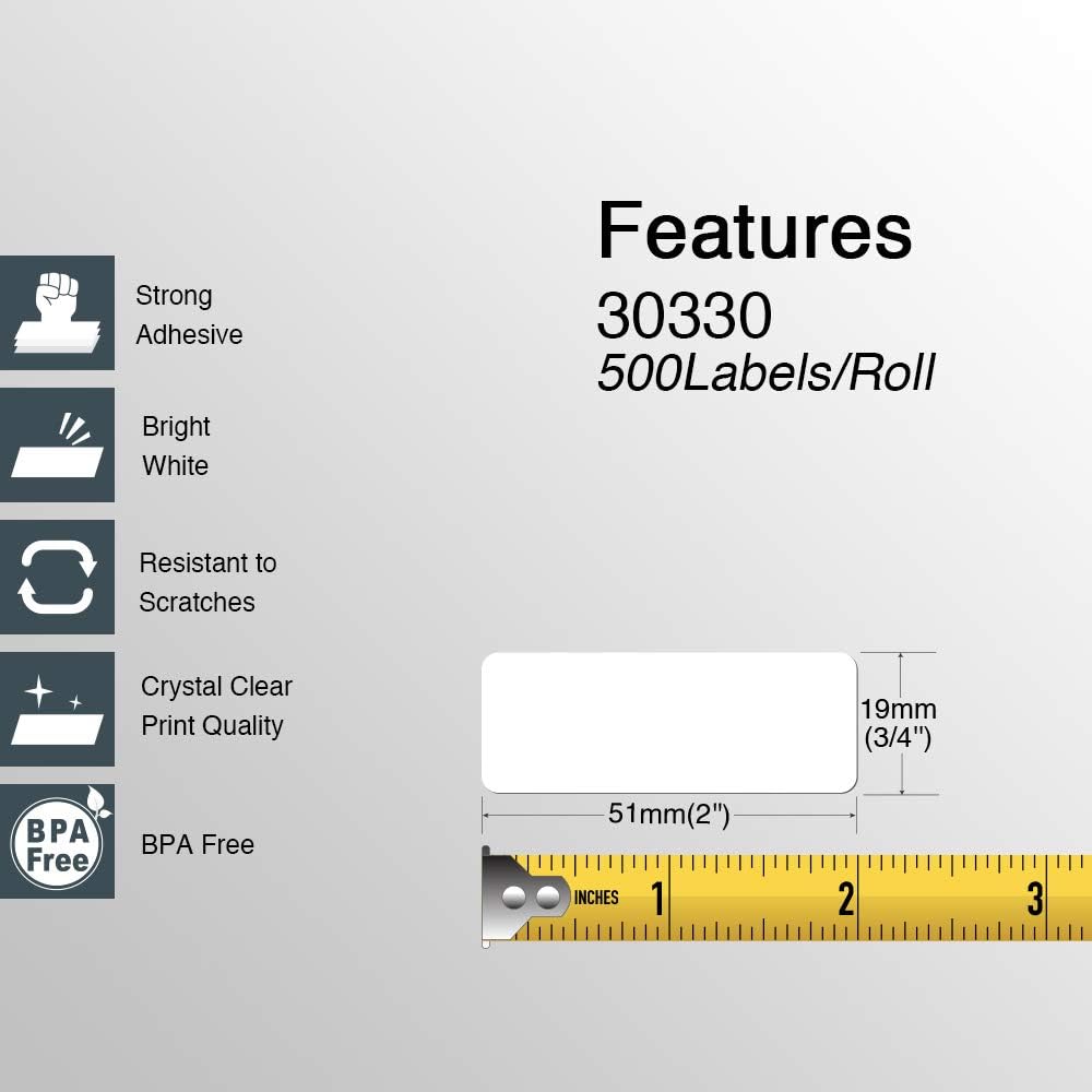 BETCKEY Colored Labels Compatible with Dymo 30330 (3/4" x 2") Small Multipurpose Labels, Compatible for Dymo LabelWriter Thermal 450, 4XL & Zebra Desktop Printers [6 Rolls, Pink]