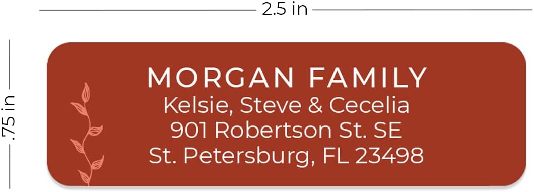 Botanical Flowers Rolled Address Labels/Roll of 500 Alternating Earth Tone Floral Illustrations Personalized Address Labels/Designer Return Address Stickers in Elegant Plastic Dispenser