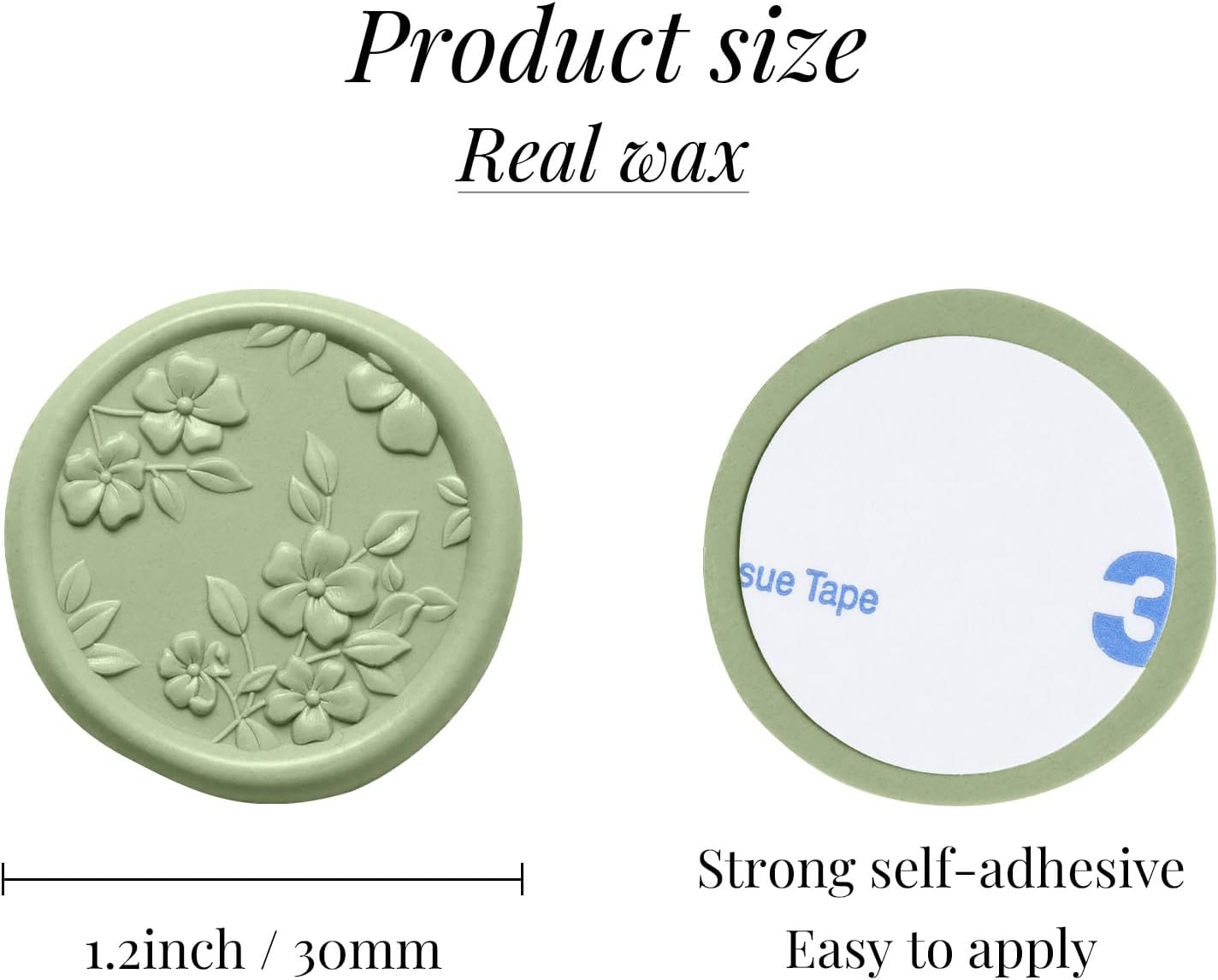 UNIQOOO Wax Seal Stickers - 3D Begonia Wedding Invitation Envelope Botanical Seal Stickers, 50 Pcs Self- Adhesive Sage Green Stickers, Perfect for Invitation, Christmas, Gift Wrapping, Party