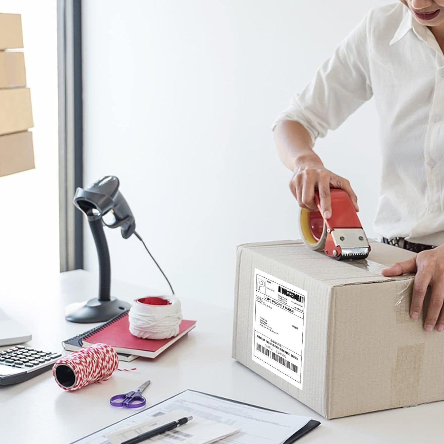 MFLABEL Fanfold 4" x 6" Direct Thermal Labels White Perforated Shipping Label,24 Stacks,Total 24000 Labels