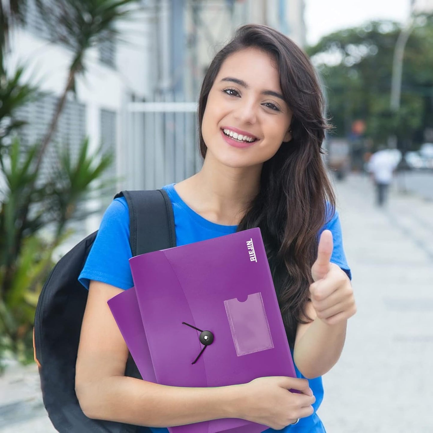 Accordian File Organizer 7 Pocket Expanding File Folder with Labels, Plastic Expandable File Folder for Documents Letter Size A4 Papers - Purple