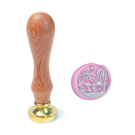 Wax Seal Stamp With Removable Brass Head Wooden Handle - Flamingo Design for Envelope Sealing