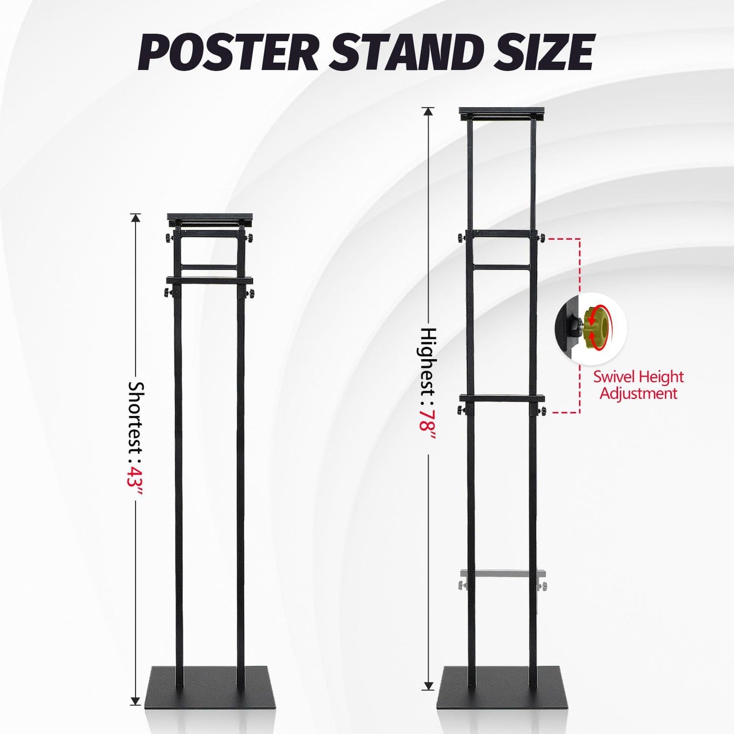 Poster Stands for Display, Adjustable Height Sign Holder with Heavy Duty Pedestal, Stand Up Banner Sign for Floor, Height Up to 80 inch, Double-Sided Signage with Non-Slip Mat (5 Pack)