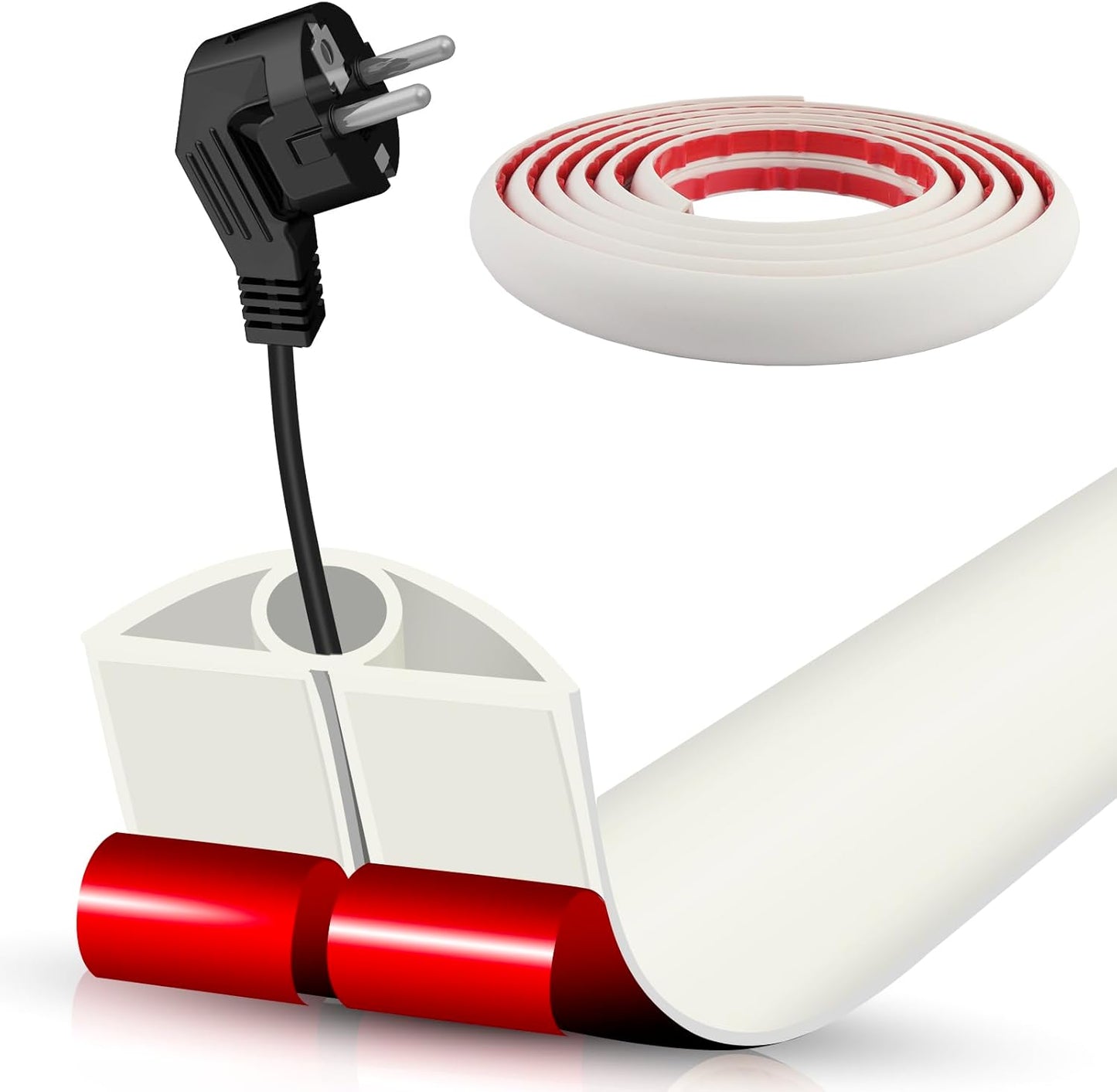 Floor Cord Cover Cable Cavity Self Adhesive Cord Hider Floor 10FT Floor Cable Management Power Cord Protector Floor Electric Cord Covers for Offices, Gym, Exhibitions (Beige, 0.78" x 10')