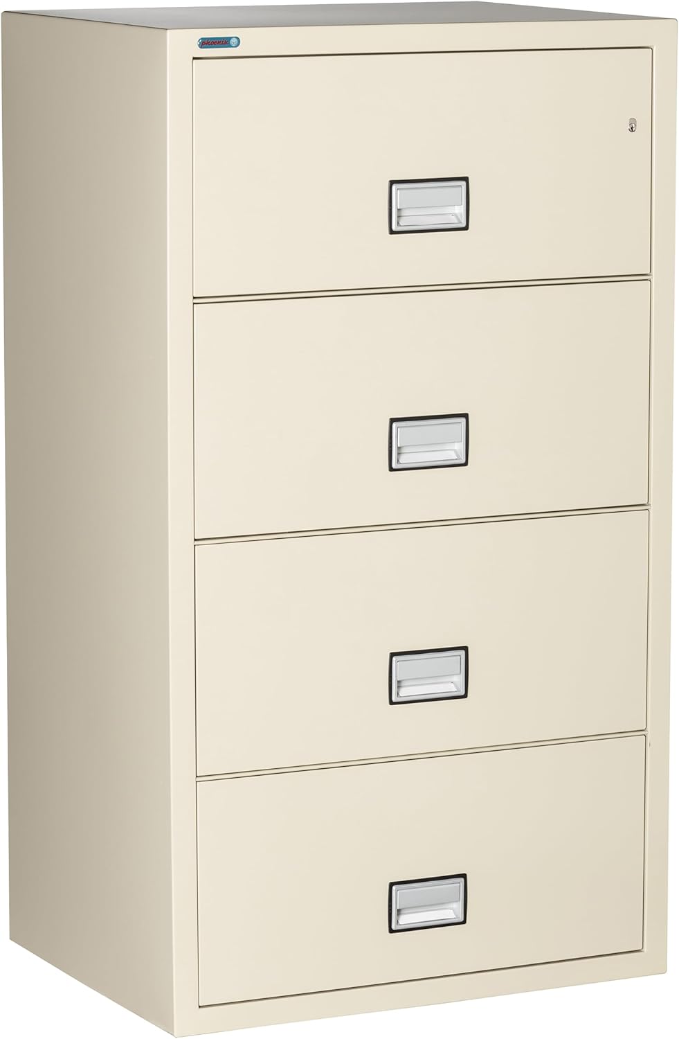 31 inch Wide 4-Drawer Lateral Fireproof File Cabinet – Legal and Letter Size Filing – Key Lock – Water Resistant – Fire Safe and Impact Rated – Putty Finish – Model LAT4W31P