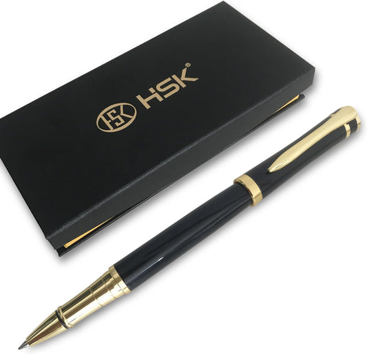 HSK Luxury Ballpoint Pens gift Pen Black Refill Line width 0.5mm,Best Ball Pen Gift Set for Men & Women Professional Executive,Office,Nice Pens Classy Gift Box (Black)