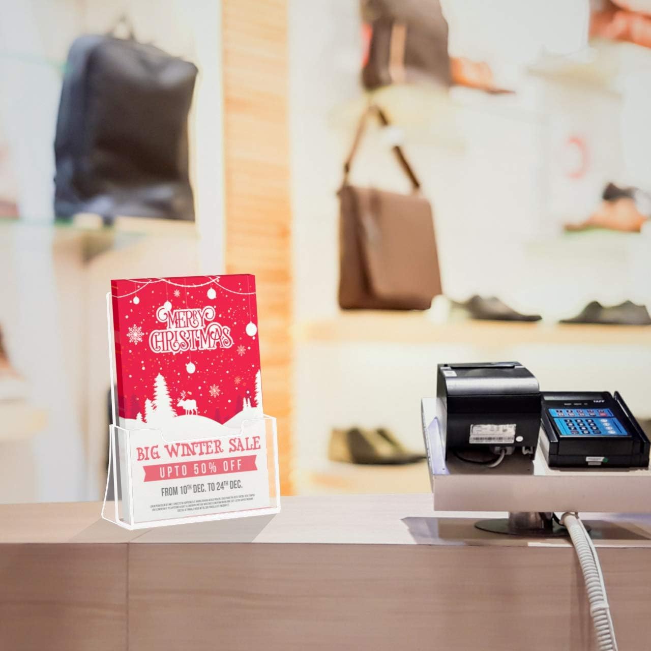 HIIMIEI 2 Pack 4 inch Wide Acrylic Brochure Holders for Pamphlets, Cards, Brochures, Magazines, Literature, Pamphlets Display Stand for Countertop