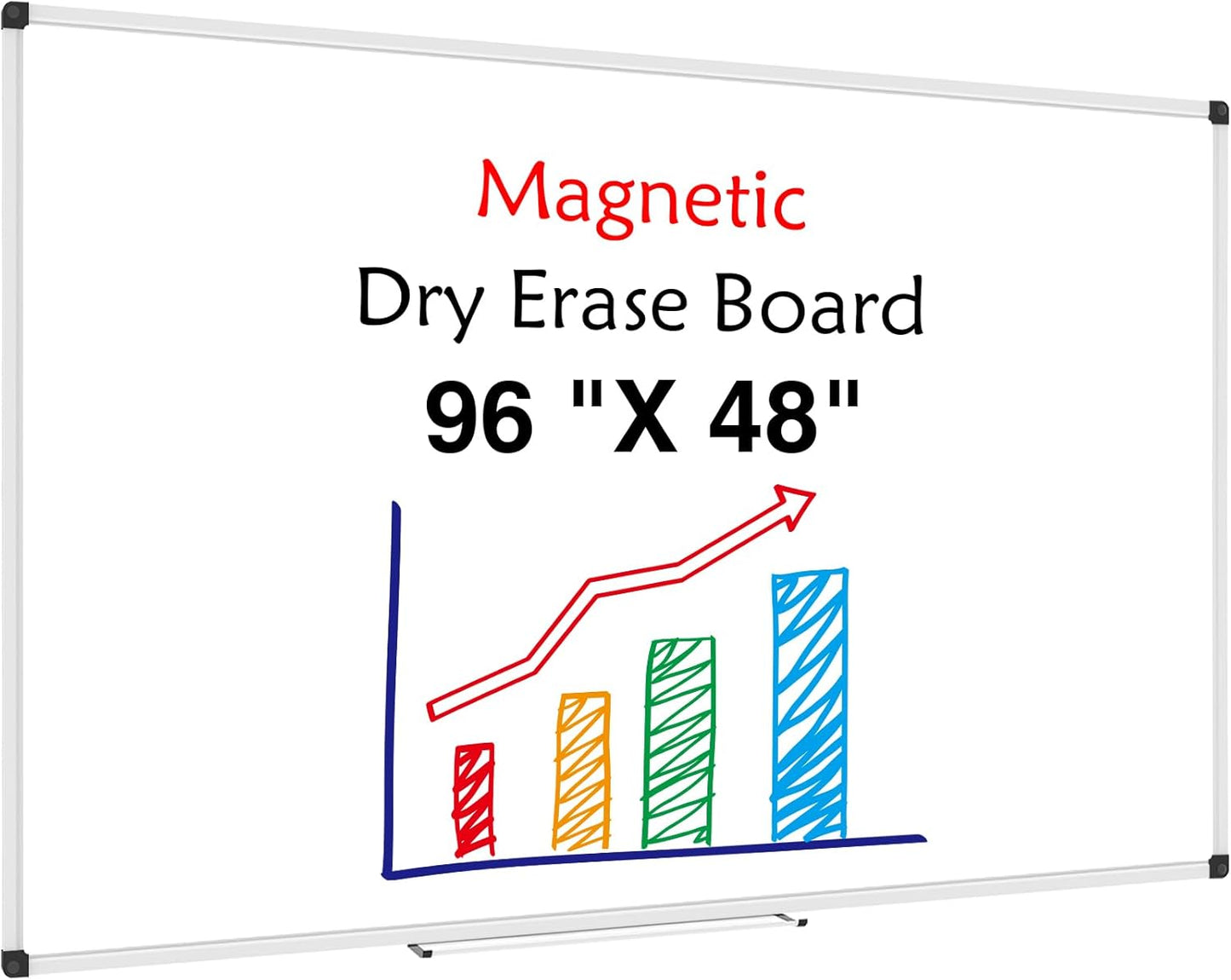 XBoard Magnetic Dry Erase Board 96 x48 Inches Wall-Mounted, 4'x8' Presentation Whiteboard with Marker Tray, Aluminum Frame White Board for School Office and Government