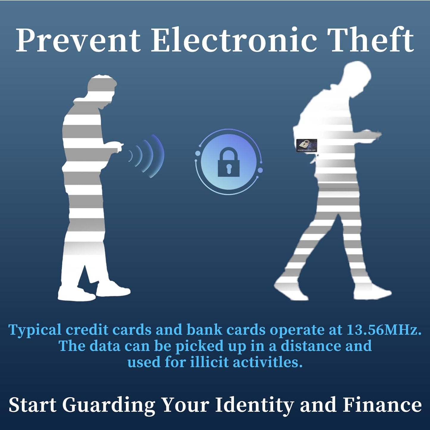 RFID Blocking Card, Contactless Bank Debit Credit Card Passport Protector, One Blocked Card Protects Entire Wallet Purse, ID/IC ATM Card Blocking for Wallet Protection(5 Pack)