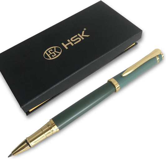 HSK Luxury Ballpoint Pens gift Pen Black Refill Line width 0.5mm,Best Ball Pen Gift Set for Men & Women Professional Executive,Office,Nice Pens Classy Gift Box (Green)