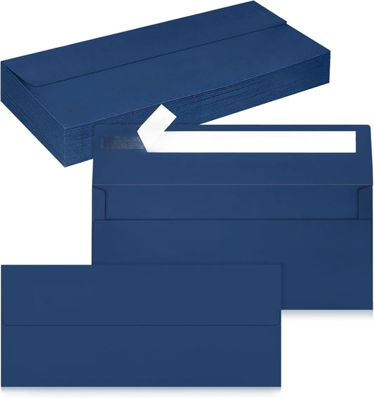 50 Pack #10 Business Envelopes, Self Seal Standard Navy Blue Envelopes for Secure Business & Legal Mailing, Office, Checks, Letter, Invoices, 4 1/8 x 9 1/2 Inches