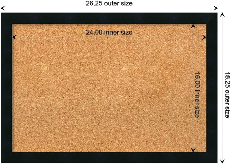 Amanti Art Natural Cork Board for Wall, 18x26 Vision Board with Black Wood Frame, Medium Corkboard Office Decor for Home Organization, Modern Contemporary Corkboard Pinboard to display items for home