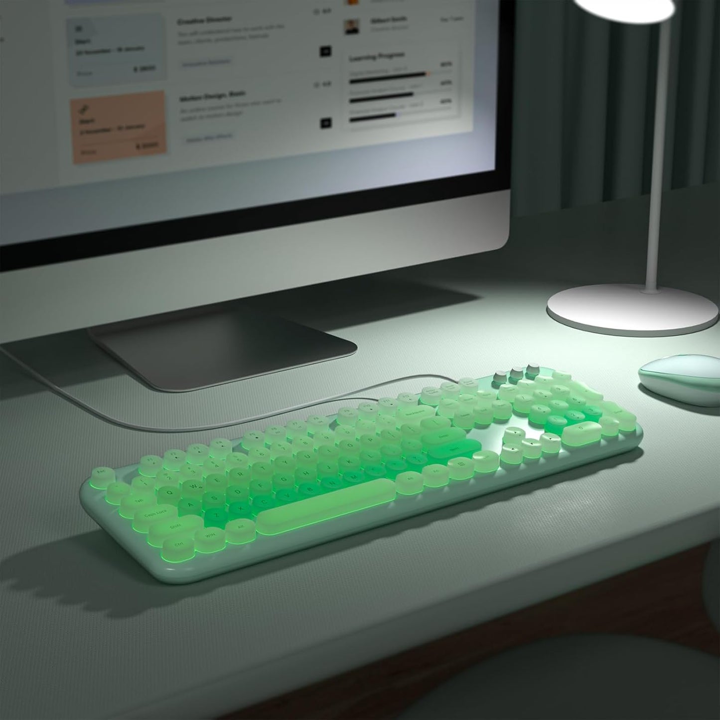 Wired Backlit Keyboard, Full Size USB Keyboard with Colorful Retro Keycaps, Numeric Keypad and Media Hotkey for Computer Desktop PC Laptop and Windows 7 8 10 11