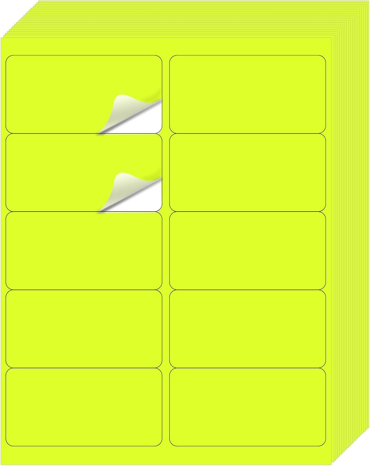 Shipping Labels Stickers, 2"×4" Printable Mailing Label for Laser/Inkjet Printing- Matte, Permanent Adhesive Labels Stickers (Fluorescent Yellow)