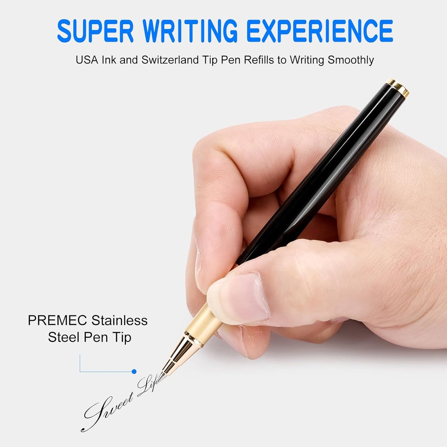 Good Rollerball Point Pens for Wiring-Fancy Roller Ball Pens with 24K Gold Trim, Nice Executive Pen Gifts for Men Women Boss Office, Luxury Smooth Writng Pens Journaling Note Taking Signature