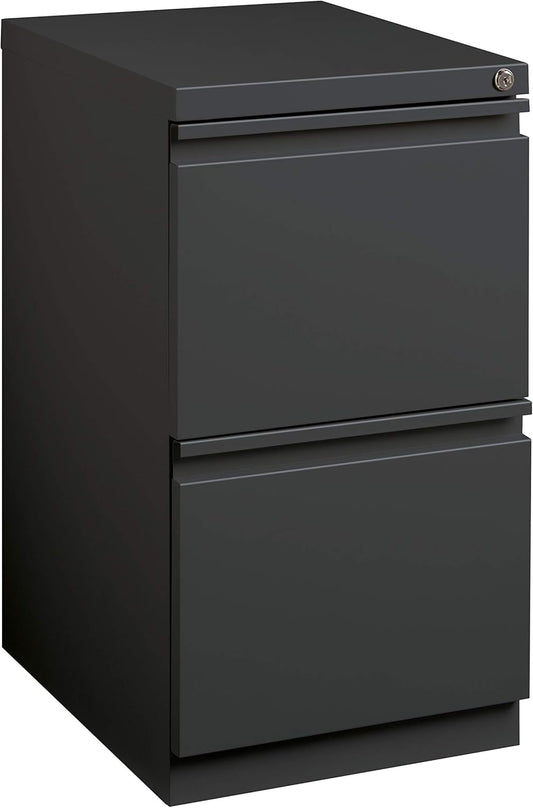 20 Inch Deep Metal 2 Drawer File with Full Pull, for Home and Office, Holds Letter Width Hanging Folders Mobile Pedestal, Charcoal