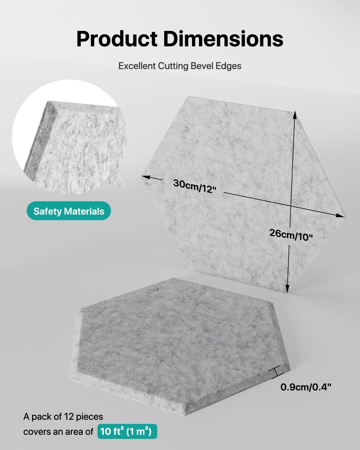 Soundsbay Acoustic Panels, 18 Pack Hexagon Soundproof Wall Panels High Density Sound Absorbing Panel, Sound Proof Foam Panels for Walls, Office, Reccording Studio, Ceiling 12" X 10" X 0.4", Gray