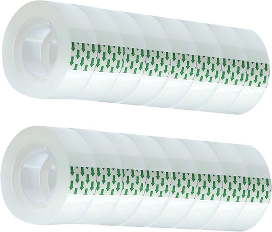 16 Rolls Transparent Tape Refills Rolls 3/4-Inch x 1000 inch, 1 inch Core, Clear Gift Wrapping Tape Refill Roll for Office, Home, School