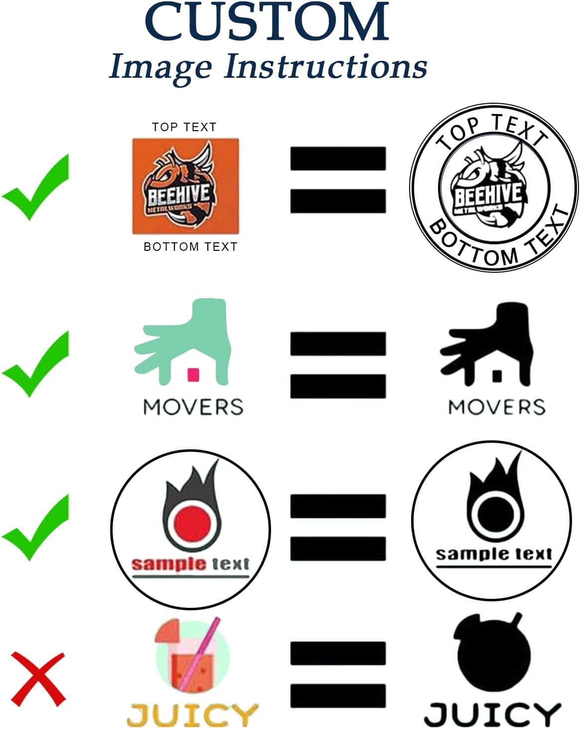 Custom Logo Stamp - Personalized Self Inking Business Stamp with Your Image Text Design, Round Rubber Stamp for Address/Branding/Packaging/Box/Paper Bag, Press Quick Dry Ink, Durable & Refillable