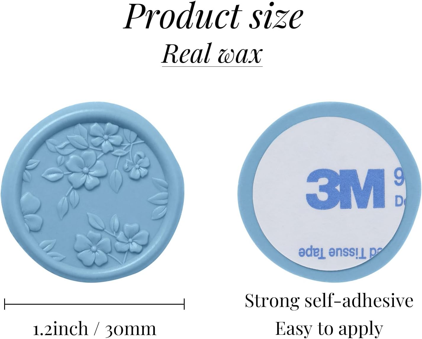 UNIQOOO Wax Seal Stickers - 3D Begonia Wedding Invitation Envelope Botanical Seal Stickers, 50 Pcs Self- Adhesive Dusty Blue Stickers, Perfect for Invitation, Christmas, Gift Wrapping, Party