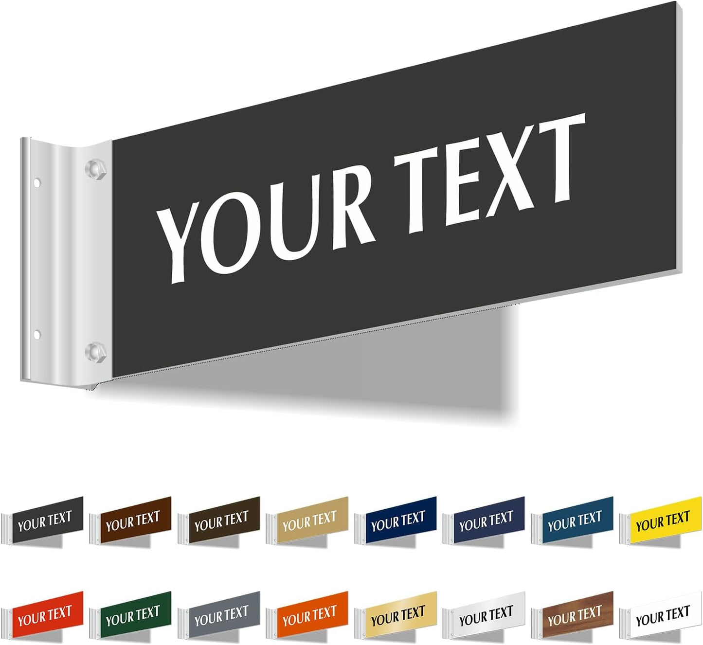 SmartSign Custom Projecting Hallway Sign with Bracket - 3"x10" Double-Sided Corridor Wall Mount, Laser Engraved Acrylic Sign for Office Door, 16 Color Options with 3" Silver Brackets, Made in USA