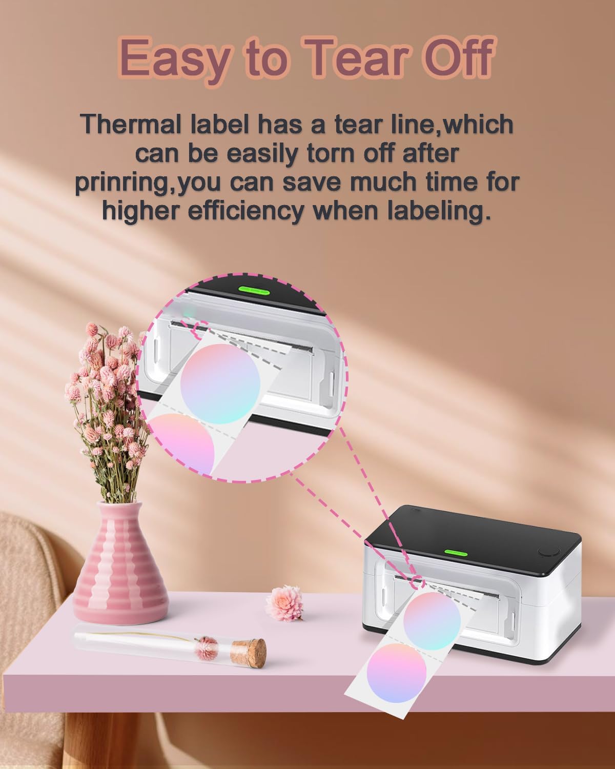3 inch Round Thermal Labels, Thermal Printer Labels use for Barcode, Shipping, Customized, Circle Direct Thermal Stickers 500 Labels for Printer, 3 Color
