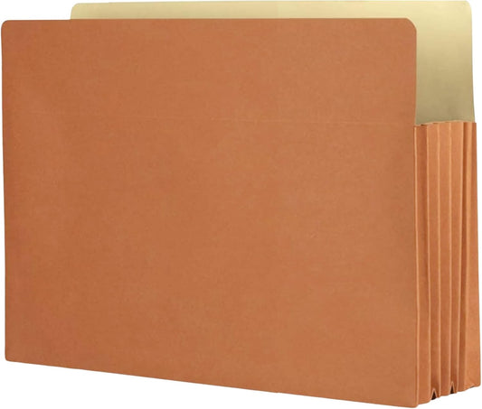 The File King Accordion File Folders Letter Size | Box of 50 Redropes | Expanding File Folder - 5.25" Expansion | Expandable Accordian File Organizer Pocket | Redwell Filing Organization & Storage