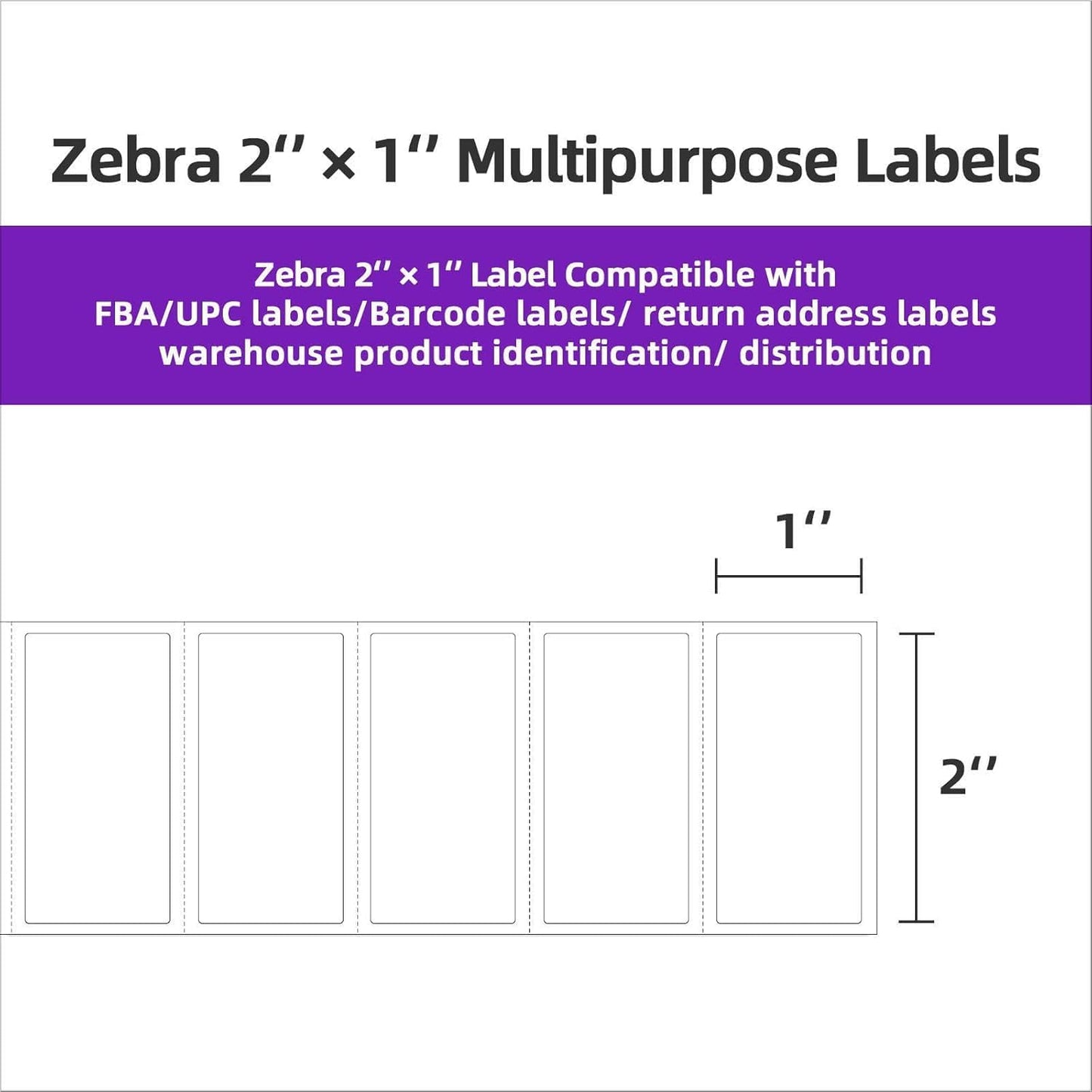 AveneMark 24 Rolls 2" x 1" Direct Thermal Labels for Barcodes Postage Address Shipping Labels Compatible with Rollo & Zebra Desktop Printers Adhesive - 1300 Labels/Roll