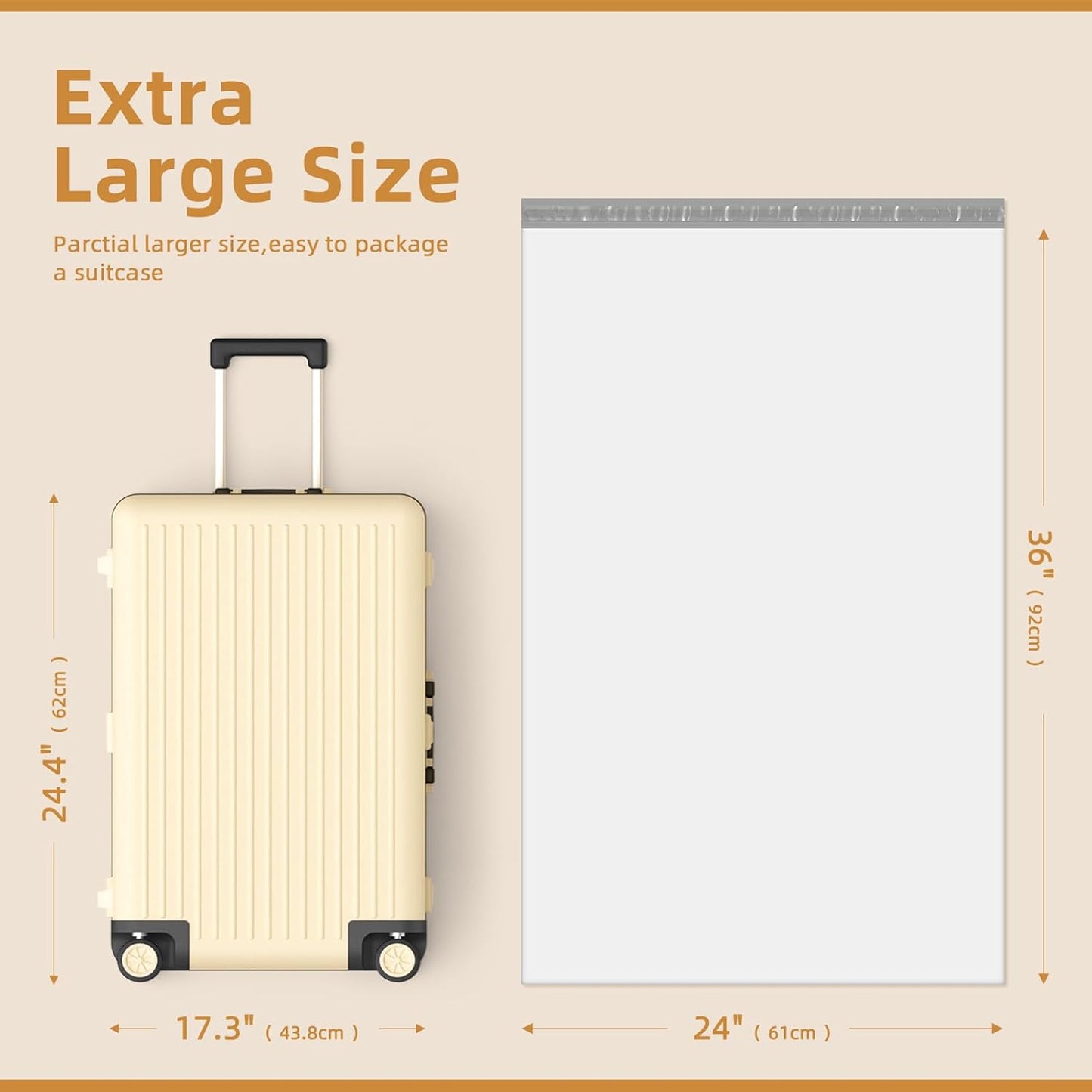 Fuxury 250 Pcs 24x36" Poly Mailers,Waterproof Mailing Envelopes for Clothing, Strong Adhesive Poly Shipping Postage Bags for Small Business(White)