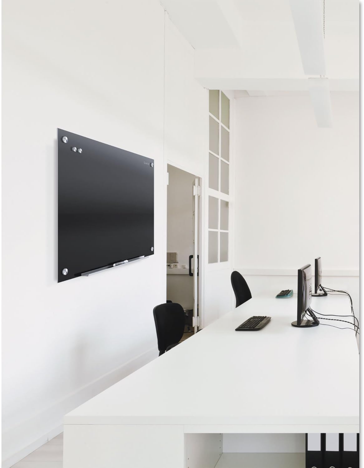 Quartet Glass Whiteboard, Magnetic Dry Erase White Board, 36" x 24", Black Surface, Infinity (G3624B)