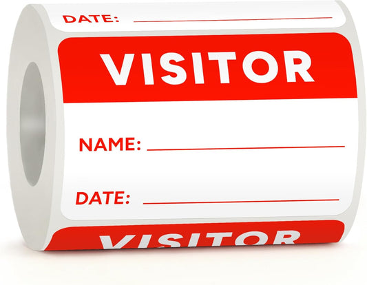 Visitor Pass Stickers – 300 Writable Name Tag Labels, 2 x 3 Inch, Self-Adhesive Identification Badges for Office, School, Events (300Pcs-Fluorescent Red)