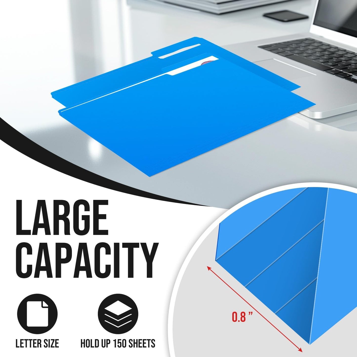 File Folders,IntoJoy 120 Pack Colored File Folder Letter Size, 1/3 Cut Tab Filing Folders for Office School Business File Document Organization,Blue