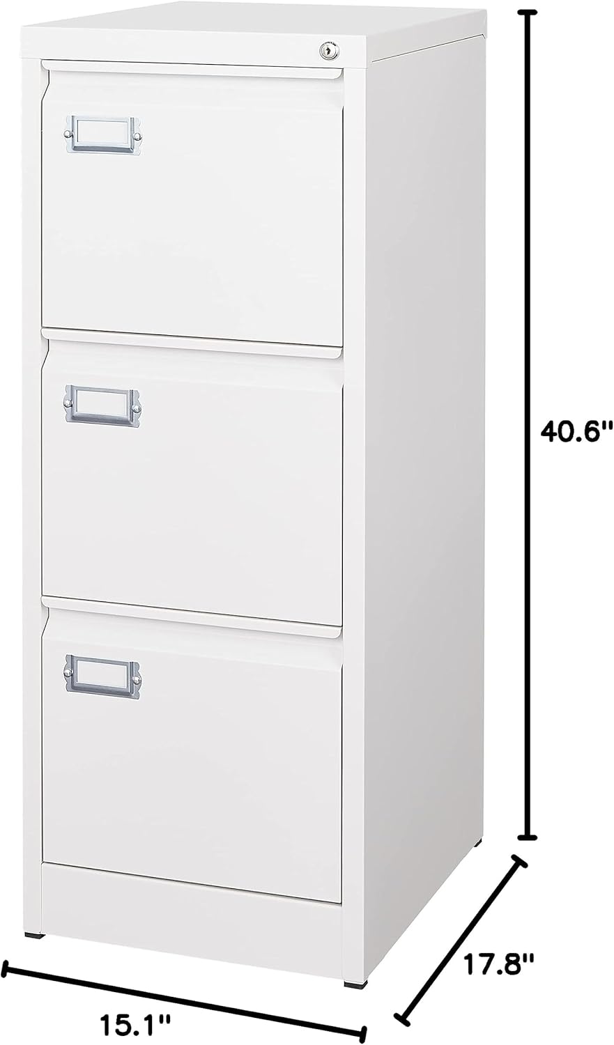 3 Drawer File Cabinet with Lock Metal Vertical File Storage Cabinet Office Home Steel Vertical File Cabinet for A4 Legal/Letter Size Narrow File Cabinet Locked,Assembly Required