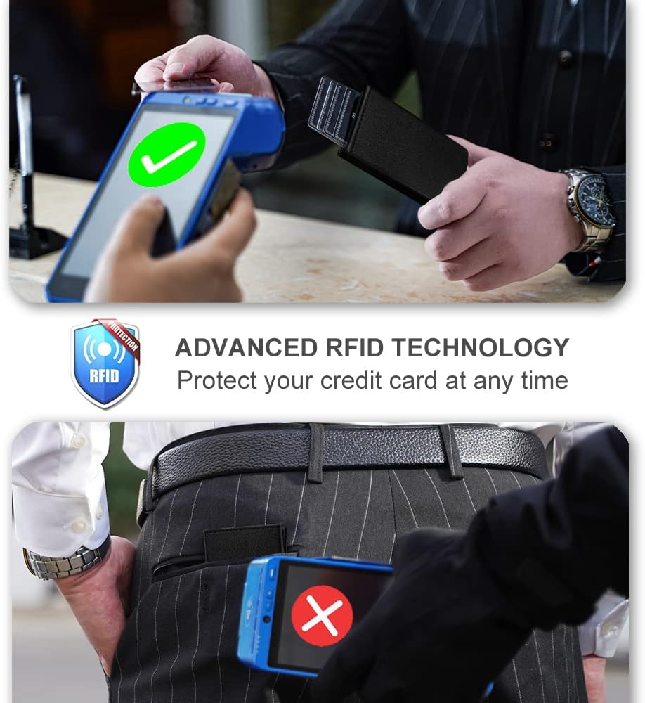 Aiuwo Wallet for Men,Mens Wallet Card Holder,Smart,Slim,Minimalist Wallet,Credit Cards Holder RFID Blocking Wallet (Card Wallet, Lichee Black)