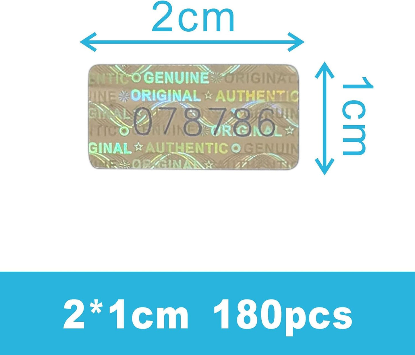 Tamper Proof Stickers Hologram Labels/Sticker High Security Tamper Evident Seal Warranty Void w/Unique Sequential Serial Numbering Original Genuine Authentic Rectangle (0.8x0.4 inch Sliver 180pcs)