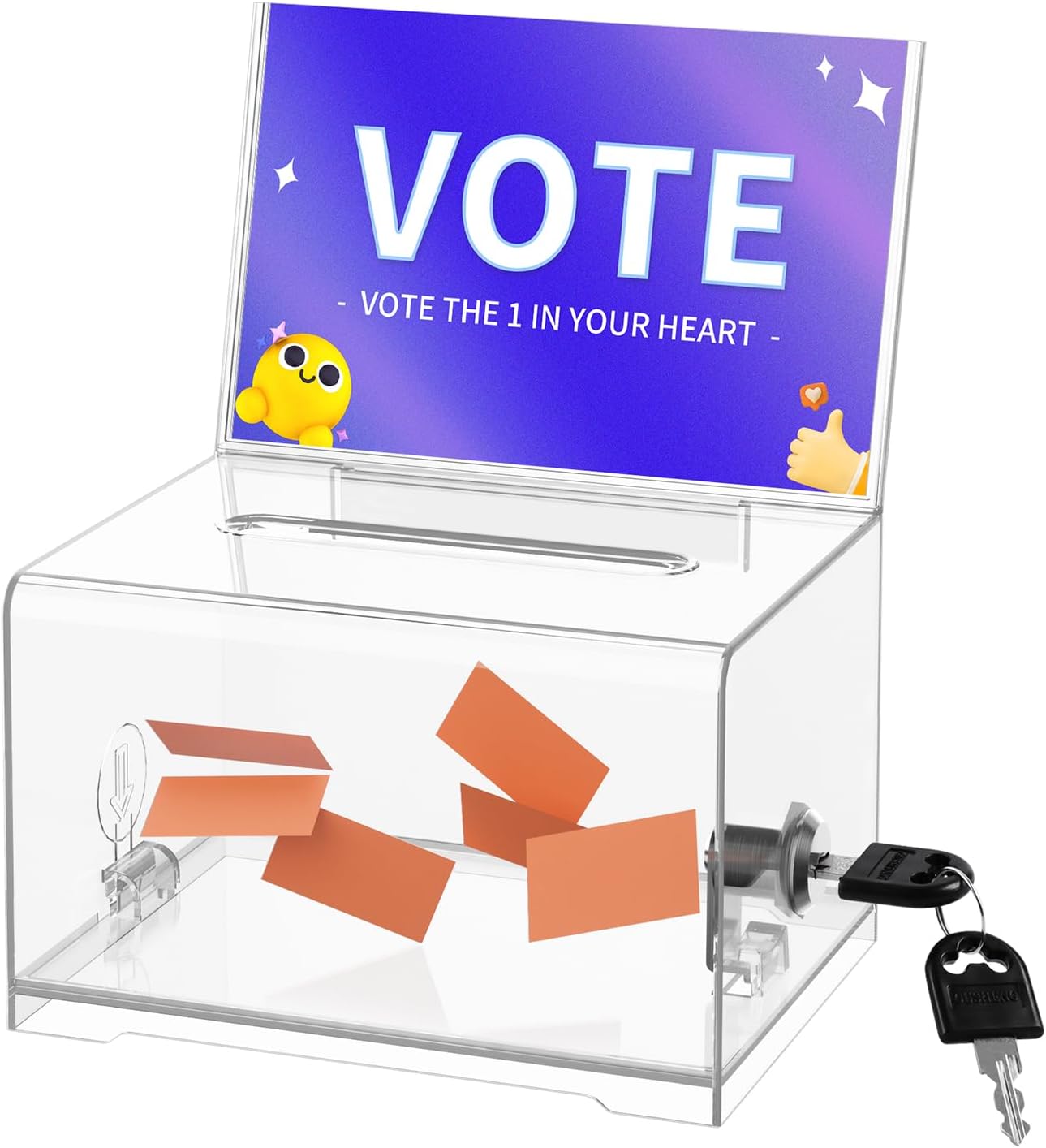 Donation Box with Lock, Clear Ballot Box with Sign Holder, Suggestion Box, Donation Boxes for Fundraising, Tip Jar, Raffle Box, Lock Box for Cards, Votes, Tickets, Prayer, Money, Cash