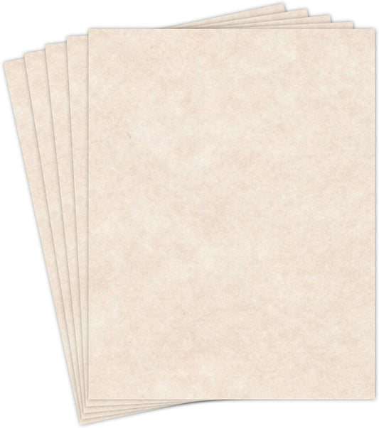 Natural Cream Stationery Parchment Recycled Paper | 65Lb Cover Cardstock | 8.5” x 11” Inches | 50 Sheets Per Pack