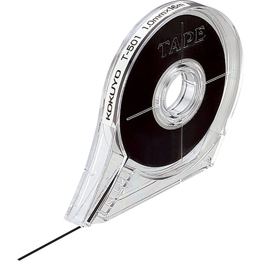 KOKUYO Whiteboard Tape, Width 1/24 Inch (1mm) Graphic Tape with Dispenser, Length 52 Ft (16m) Thin Pinstripe Line Tape Black Dry Erase White Board Accessories for Grid Bar Chart, Japan Import (T-501)