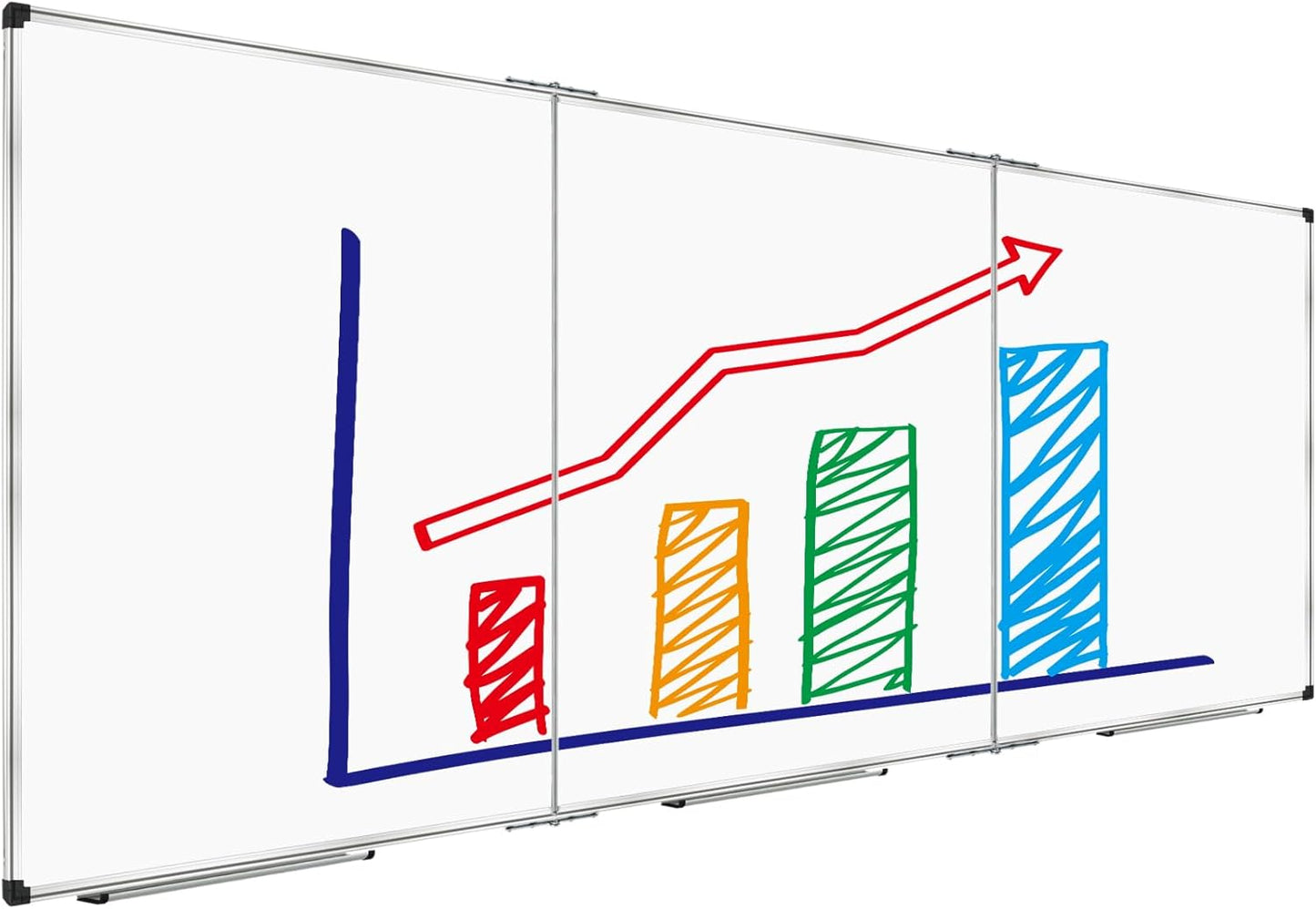 XBoard Extra Large Magnetic Whiteboard 118 x 48 Inch, 10' x 4' Oversized Foldable Dry Erase White Board for Wall with Marker Tray | Aluminum Frame