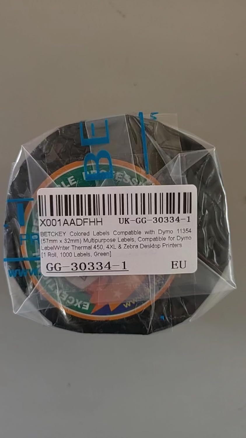 BETCKEY - Compatible DYMO 30334 (2-1/4" x 1-1/4") Medium Multipurpose Barcode & FNSKU Labels - Compatible with Rollo, DYMO Labelwriter 450, 4XL & Zebra Desktop Printers[1000 Labels, Green]