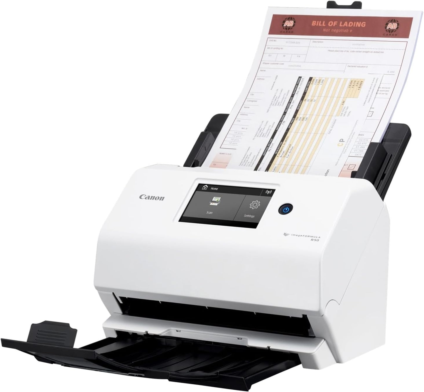 Canon imageFORMULA R50 Business Document Scanner for PC and Mac - Color Duplex Scanning - Connect with USB Cable or Wi-Fi Network - LCD Touchscreen - Auto Document Feeder - Easy Setup