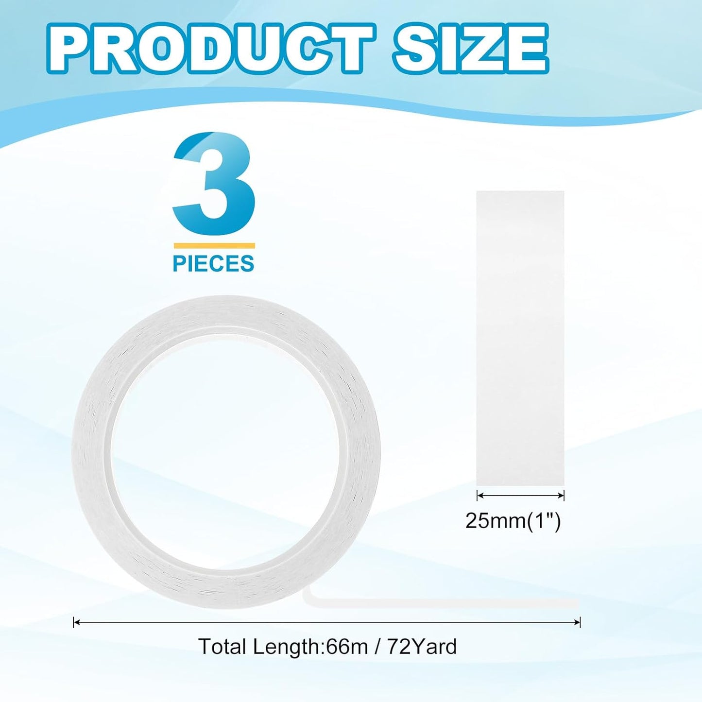 MECCANIXITY Whiteboard Tape 1" x 72 Yard Pinstripe Graphic Chart Line Grid Marking Tapes for Classroom Office Dry Erase Board Art, White, Pack of 3