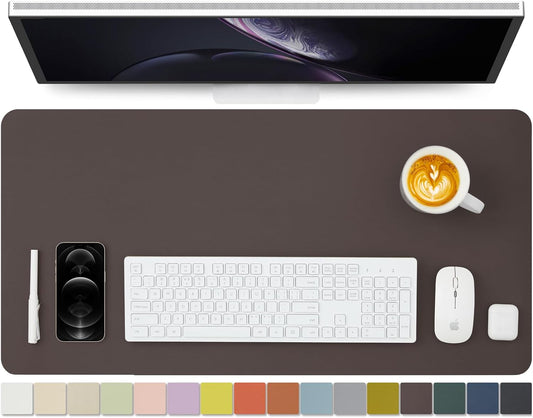 Leather Desk Mat - Non-Slip PU Desk Pad for Office and Home - Desk Organization and Accessories - Ideal for Large Mouse Pad and Desk Mats on Top of Desks (Coffee,31.5"x 15.7")