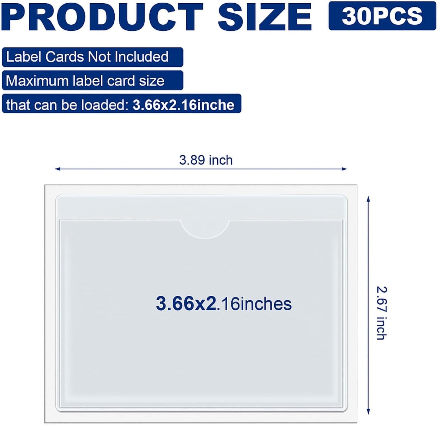 Chinco 30 Pcs Self Adhesive Pockets, Bin Labels for Storage Bins, Clear Pocket Label Sleeves, Plastic Index Card Holder with Top Open for Organizing Bins Box Drawer (3.89 x 2.67 Inch)