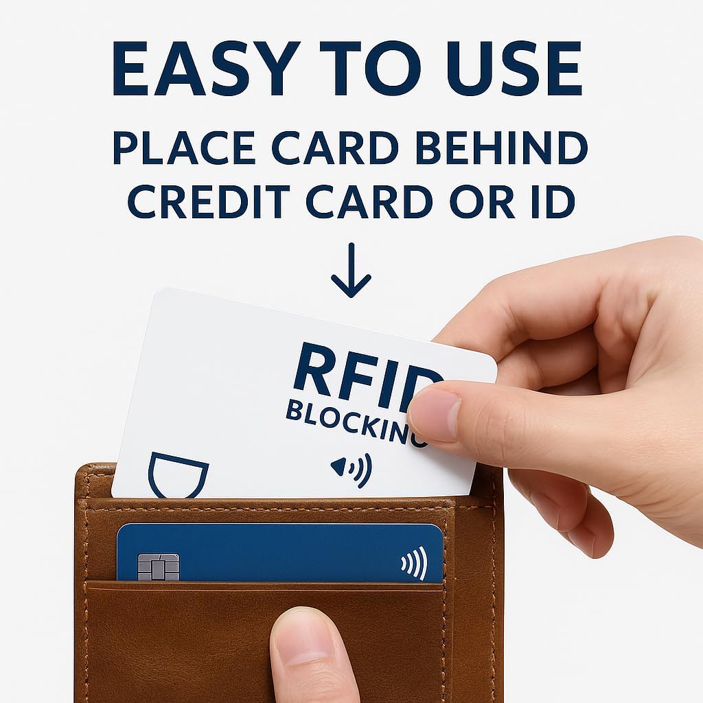 RFID Blocking Cards 6-Pack – NFC Contactless Protection for Credit, Debit, ID, ATM Cards & Passport – Slim Anti-Theft Card Blocker for Wallet & Purse (Grey)