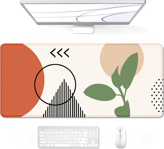 Auhoahsil Large Mouse Pad, XXL Gaming Mousepad, Desk Mat for Desktop, Thick Rubber, Big & Long Size, Stitched Edges, Full Desk Pad for Laptop & Computer, Extended 31.5 x 11.8 in, Boho Abstract Art