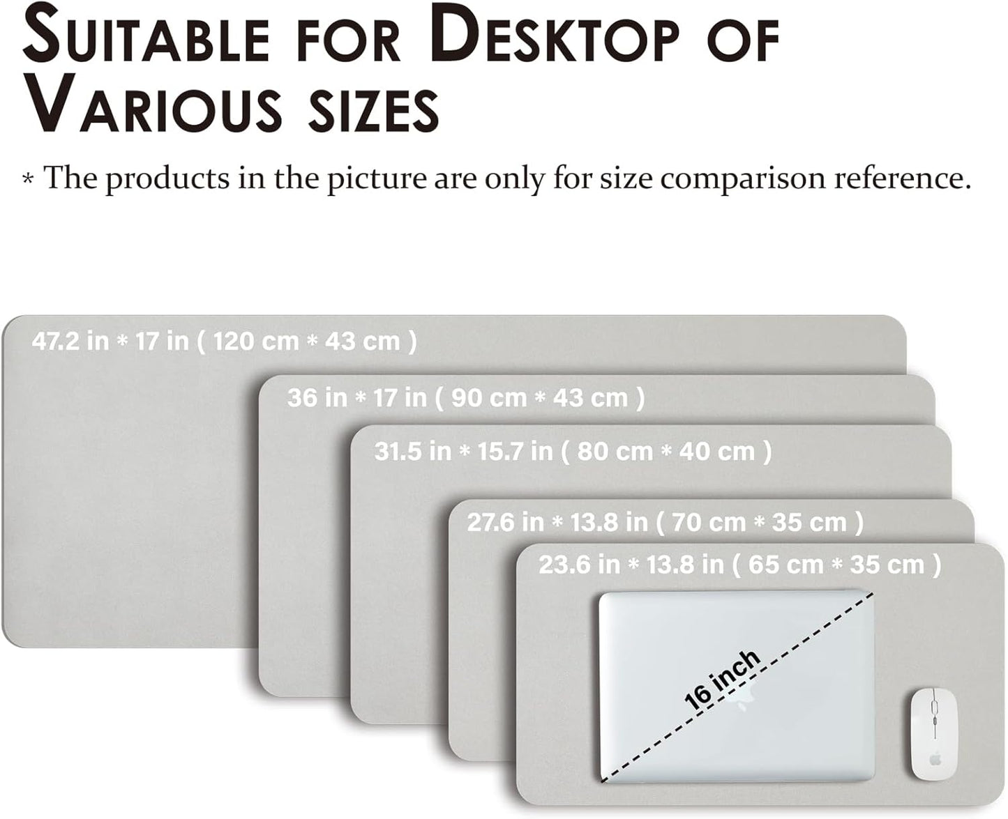 Large Desk Mat - 47.2"x 17" Non-Slip PU Desk Pad for Office and Home - Ideal for Large Mouse Pad and Desk Mats on Top of Desks(Silver)