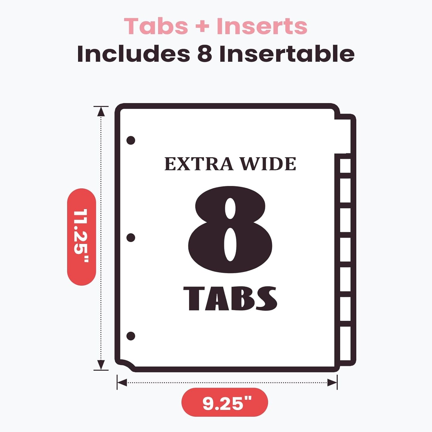 Sooez 24 Count Dividers with 2 Pockets, 8 Tabs Binder Dividers for 3 Ring Binders, Binder Dividers with tabs, Binder Divider with Pockets for US Letter Size, Insertable Big Tabs, Pastels, 3 Sets